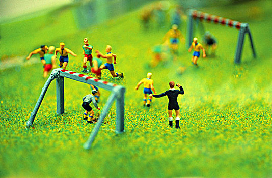玩具,足球赛,比赛,场景,模糊,足球,玩,运动员,球员,移动,球,使用,动感,志向,裁判,调节,运动,爱好,休闲