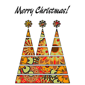 艺术,圣诞节,三个,树,绿色,黄金,彩虹,彩色,抽象图案,隔绝,白色背景,背景