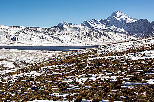波托西地区,顶峰,雪,安第斯山,靠近,玻利维亚,南美