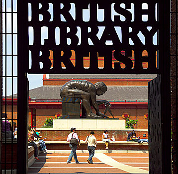 英格兰,伦敦,城镇,大英图书馆,雕塑,艾萨克-牛顿,广场