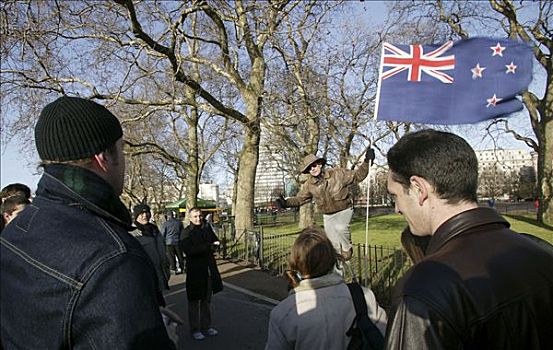 扬声器,旗帜,新西兰,观众,角,海德公园,伦敦,英格兰,英国,欧洲