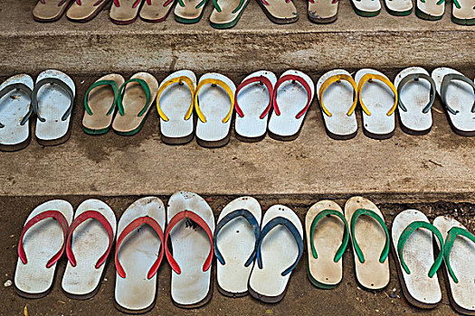 缅甸,仰光,鞋,排列,户外,寺院