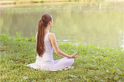 瑜珈,女人,沉思,放松,健康生活