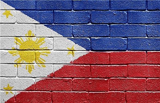 旗帜,菲律宾,砖墙