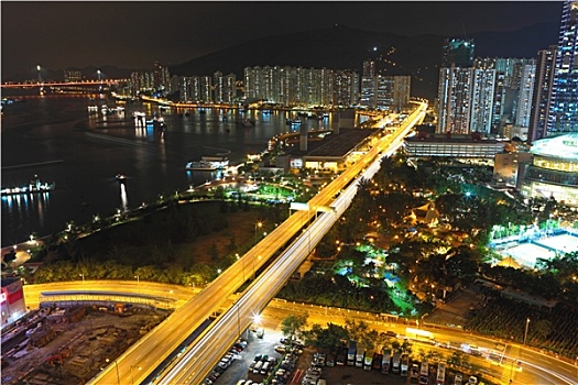 香港,市区,夜晚