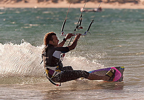 一个,男人,风筝冲浪,安达卢西亚,西班牙