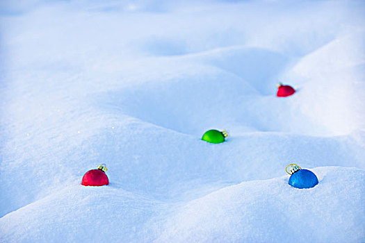 圣诞装饰,雪地,艾伯塔省,加拿大