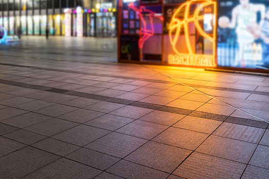 夜晚哈尔滨城市建筑夜景及道路背景