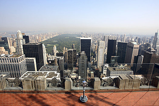 俯拍,城市,洛克菲勒,眺望台,中央公园,曼哈顿,纽约,美国