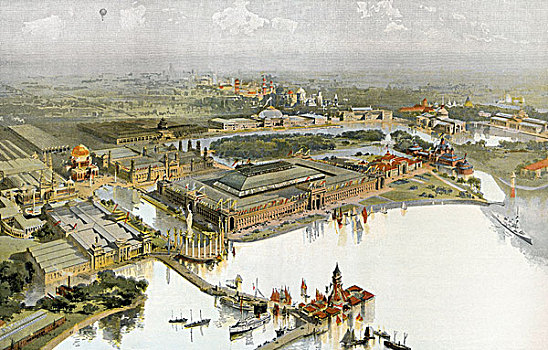 插画,展示,1893年,芝加哥,世博会,伊利诺斯,美国,北美
