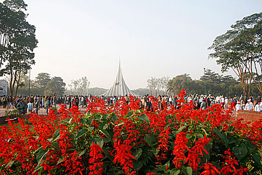 国家,纪念,塔,20公里,达卡,记忆,释放,战争,孟加拉,十二月,2007年