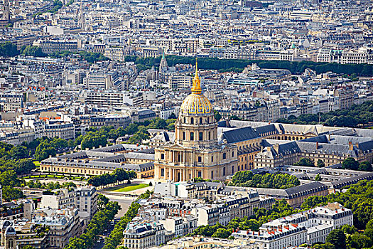 俯视,巴黎,天际线,金色,圆顶,法国