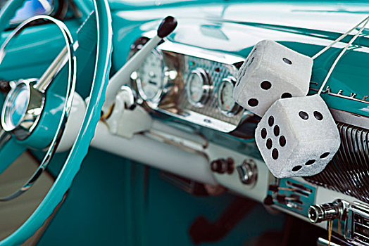 美国,马萨诸塞,古董车,展示,20世纪50年代,骰子