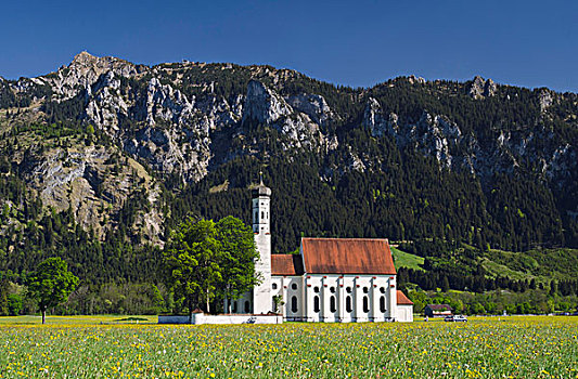 朝圣教堂,靠近,巴伐利亚阿尔卑斯山,上巴伐利亚,巴伐利亚,德国,欧洲