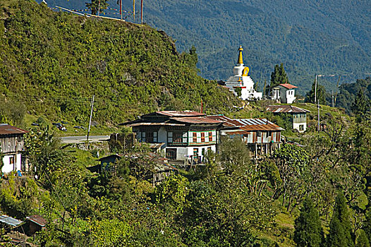小,乡村,山,公路,不丹,十一月,2007年