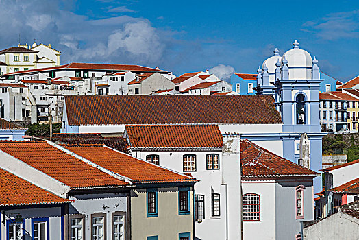 葡萄牙,亚速尔群岛,岛屿,城镇景色,教堂