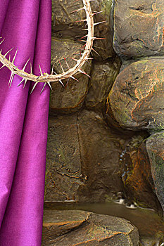 紫色,布,皇冠,刺
