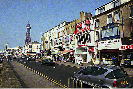 街景,布莱克浦,英格兰