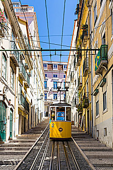 有轨电车,陡峭,街道,地区,里斯本,葡萄牙