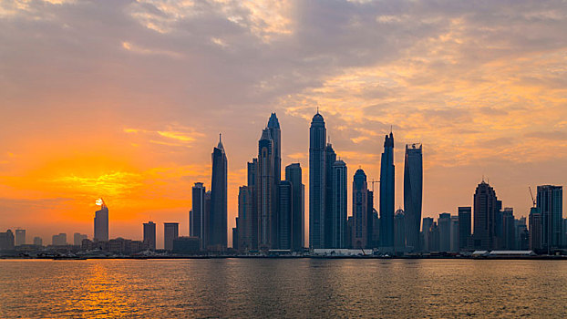 天际线,迪拜,码头,阿联酋