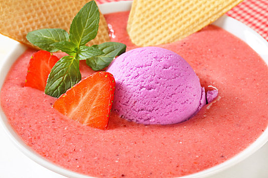 草莓,汤,冰淇淋