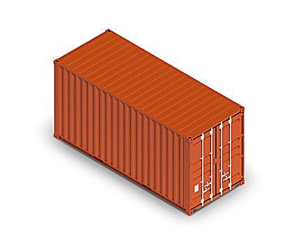 红色,金属,货运,集装箱,隔绝,白色背景,工业,货物,运输,物体,插画,凸起