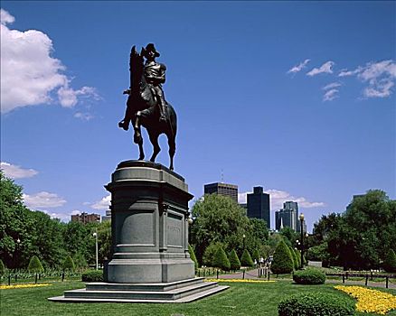 乔治-华盛顿,雕塑,公共园地,波士顿,马萨诸塞,美国