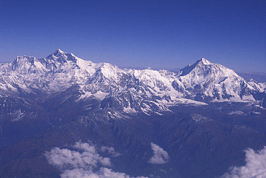 尼泊尔,航拍,喜马拉雅山,山峦,山,珠穆朗玛峰,左边,右边