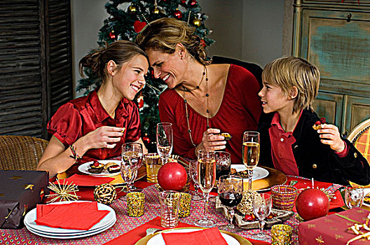 家庭,圣诞桌