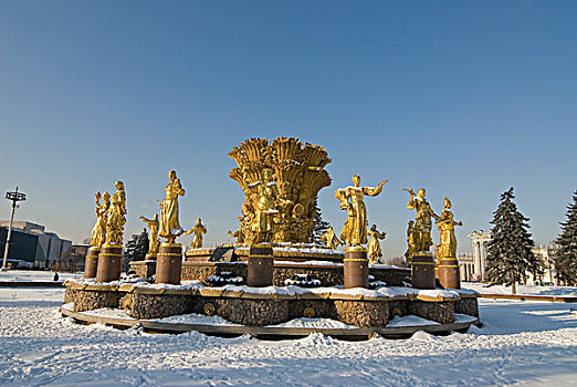 喷泉,友谊,展示,中心,莫斯科,俄罗斯