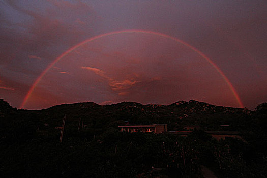 天空,彩虹,雨后,清新,山区,自然,晴天,明亮,神秘,干净,素材,夜空