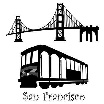 旧金山,金门大桥,有轨电车,手推车