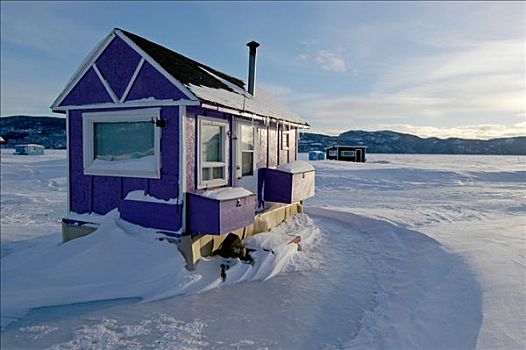 冰上钓鱼,小屋,圣徒,区域,魁北克,加拿大,北美