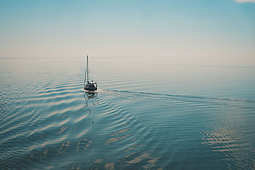 帆船,旅行,平静,公海,动感,图像