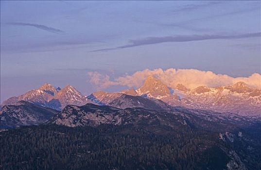 山,晨光,风景,施蒂里亚,奥地利