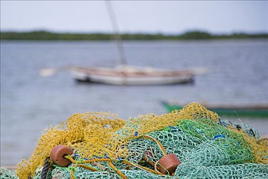 渔网,港口,艾博岛,群岛,莫桑比克