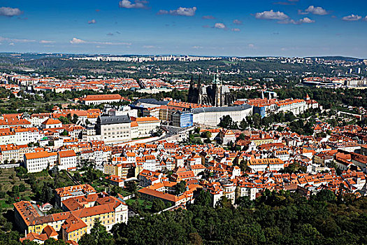 景色,俯视,城市,布拉格,捷克共和国