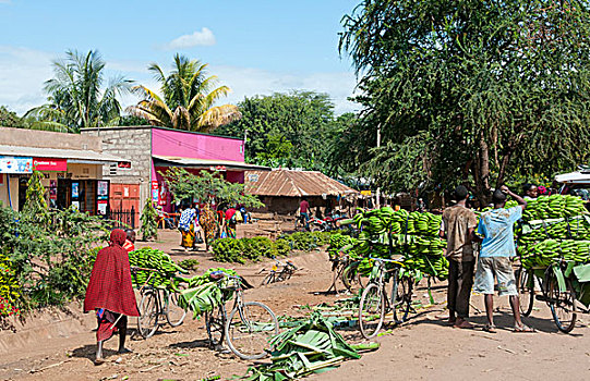 坦桑尼亚,蚊子,乡村,香蕉,出售,本地人