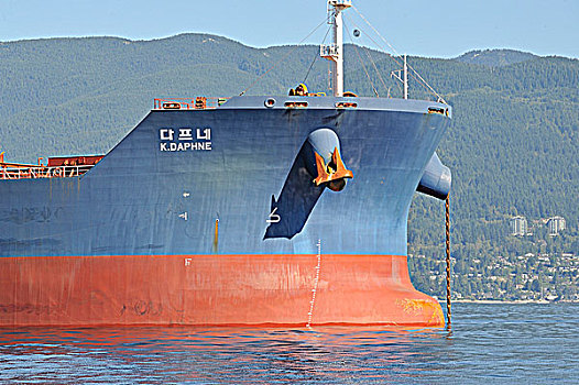 深海,货船,锚定,英吉利湾,温哥华,不列颠哥伦比亚省,加拿大