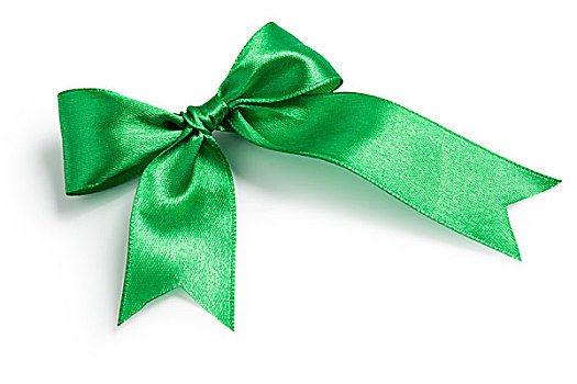 喜庆,绿色,蝴蝶结,丝带,隔绝,白色背景