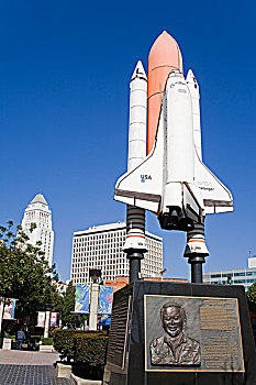 雕塑,纪念,航天器,挑战者,宇航员,小,东京,洛杉矶,加利福尼亚,美国