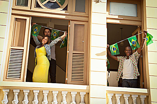 学生,庆贺,巴西人,旗帜,里约热内卢,巴西