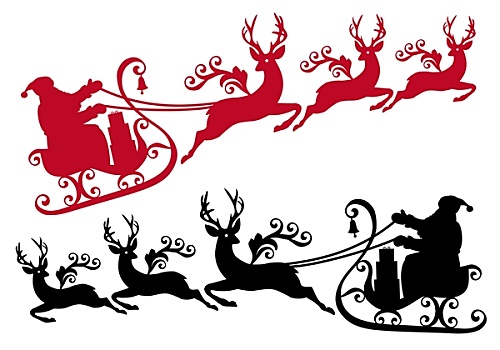 圣诞老人,雪撬,驯鹿