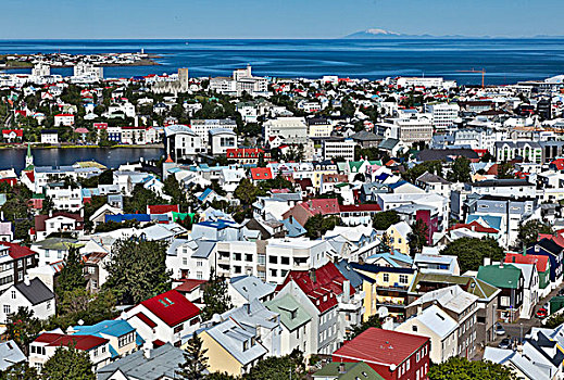 俯视图,雷克雅未克,冰岛
