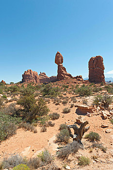 红色,砂岩,平衡石,拱门国家公园,犹他,西部,美国,北美