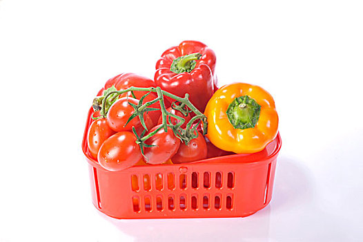 西红柿,番茄,柿子椒,椒,红色,塑料容器