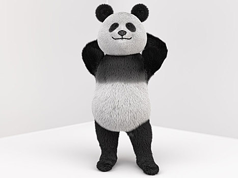 熊猫,毛皮,站立,两个,腿