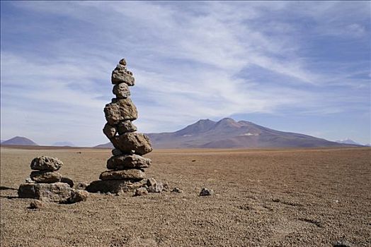 风景,火山,累石堆,乌尤尼,高地,玻利维亚