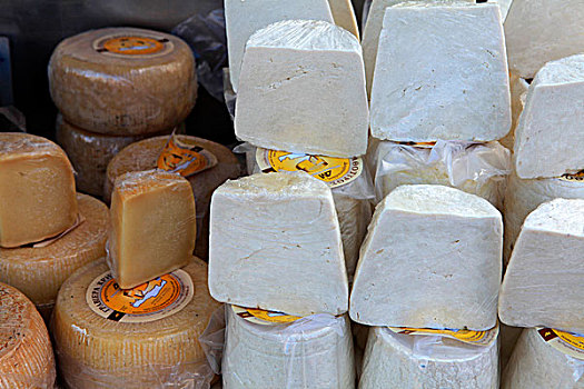 传统,克里特岛,绵羊,牛奶,奶酪,展示,市场,地址,标签