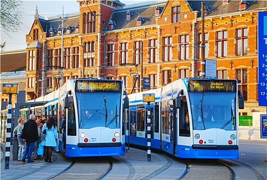 有轨电车,阿姆斯特丹,火车站,荷兰